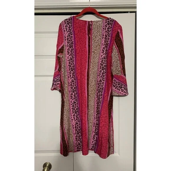 Anthropologie Blank London Pink Animal Print Shift Dress Size Large Boho - Picture 4 of 7